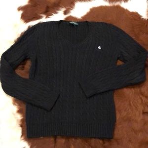 Ralph Lauren Size M Black V-Neck Sweater